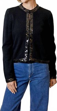 Design History Sequin Trim Cardigan In Black