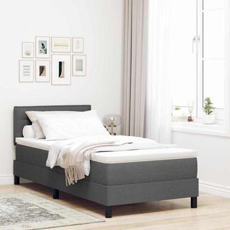vidaXL Cama Tipo Box Spring Con Colch&oacute;n Gris Oscuro 90 X 190 Cm Tela Vidaxl