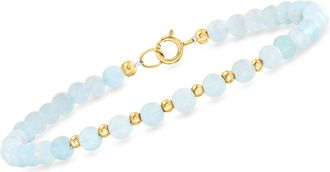 Canaria Canaria 18.00- Aquamarine Bead Bracelet in 10kt Yellow Gold