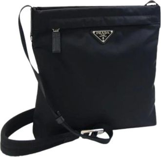 Prada Pre-owned Cross Body Bags, female, Black, Size: ONE SIZE Pre-owned Nylon Cross Body Bag