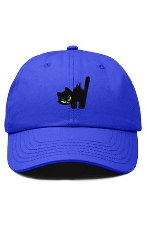 Dalix Blink Black Cat Dad Cap in Royal Blue at Nordstrom