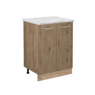 Vicco Mueble Bajo De Cocina R-line, Roble Artesanal, 60 Cm Et M&aacute;rmol
