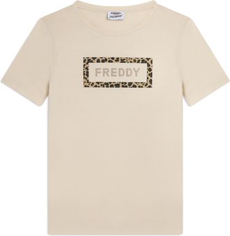 Freddy T-shirt Manica Corta con Grafica Animalier e Logo FREDDY