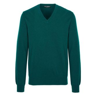 Dolce & Gabbana Classic V-neck Sweater - Heren - Truien - Groen - Maat: XL Kasjmier