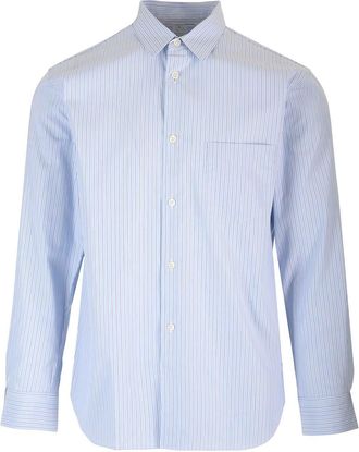 Comme Des Garçons Striped Cotton Shirt Shirts Light Blue-Uomo