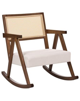 Beliani Mecedora madera marr&oacute;n beige claro