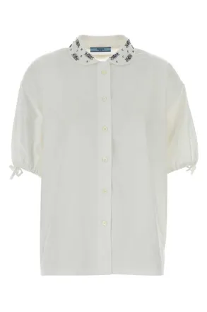 Prada White Regular Embellished Shirt