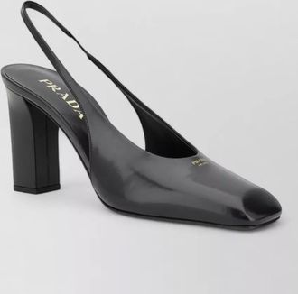 Prada leather slingback block heel pumps