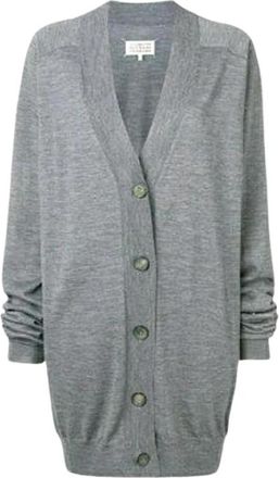 Maison Margiela Oversized Lange Wollen Gilet met Knopen - Dames - Vesten - Grijs - S - Wol - Truien & Vesten
