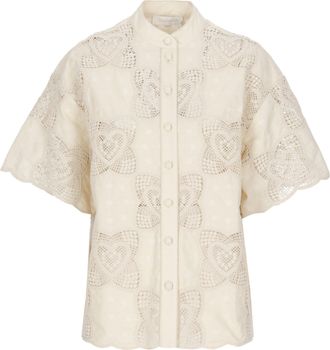 Zimmermann Ivory Wanderlust Lace Cotton Shirt