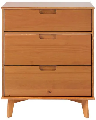 Walker Edison Mid-Century Modern 3-Drawer Solid Wood Dresser With Cutout Handles