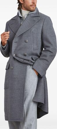 Brunello Cucinelli Medium Grijze Dubbelzijdige Wollen Jas