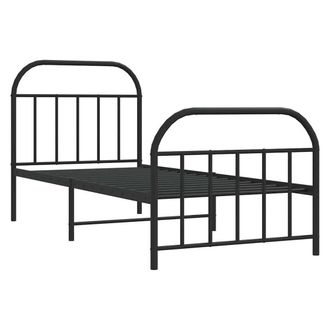 Berkfield Home Metal Bed Frame with Headboard & Footboard Black 90x190 cm Single