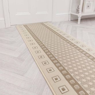 Runrug Hallway Carpet Runner Rug - Soft & Comfy, 9mm - Caesar in Beige | Size: 60 cm x 390 cm