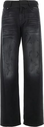 Maison Margiela Lange Gewassen Jeans - Dames - Regular Fit Jeans - Zwart - W26 - Denim - Jeans