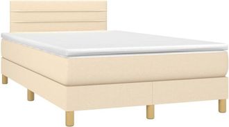 vidaXL Cama Box Spring Con Colch&oacute;n Y Luces Led Tela Crema 120x190 Cm Vidaxl