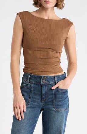 Blu Pepper Ribbed Ruched Top in Brown at Nordstrom Rack, Size Medium