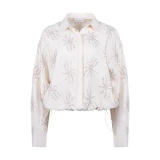 Nukus Nukus, Overhemden, Dames, Beige, XS, Polyester, Aster Blouse Paillet