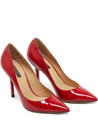 Dolce & Gabbana pointed-toe leather pumps - women - Patent Calf Leather/Calf Leather - 38 - Red