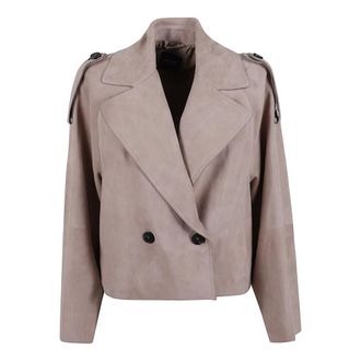 Max Mara Dames, Jassen, Bruin, Maat: XS Suède