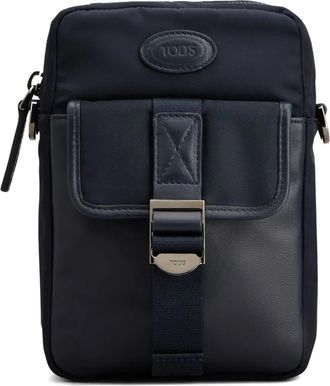Tod's logo-appliqué messenger bag - men - Sheepskin/Polyamide - One Size - Blue