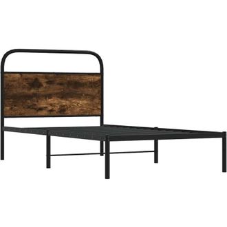 vidaXL Bed Frame Without Mattress 90x200 cm Smoked Oak Engineered Wood Vidaxl