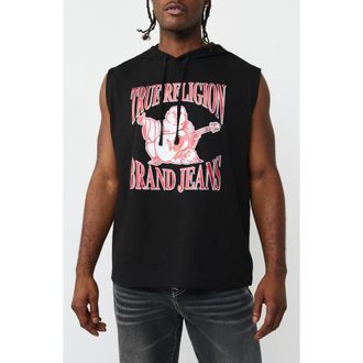 True Religion Buddha Basketball Hooded Tank in Jet Black at Nordstrom Rack, Size X-Large