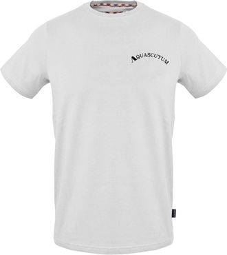 Aquascutum Slim-fit T-shirt voor heren met gebogen logo (Wit)