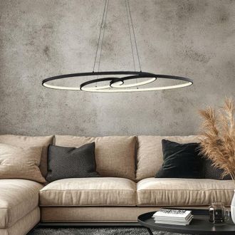 Globo Lighting Lampada a sospensione a led nera sospensione in alluminio design lampada cct lampada da soggiorno memoria, 39W 1880Lm bianco caldo-freddo, LxLxH