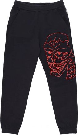 Iuter Zwarte Skull Trainingsbroeken Lange Fleece - Heren - Sweatpants - Zwart - L - Katoen - Broeken