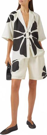 Cala de la Cruz Sydney Short Sleeve Top In Ivory/marfil