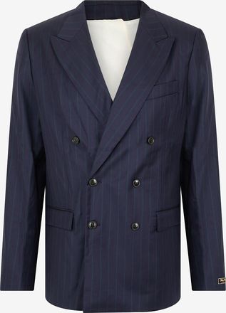 A Kind Of Guise Zweireihiger gestreifter Wollblazer Peak