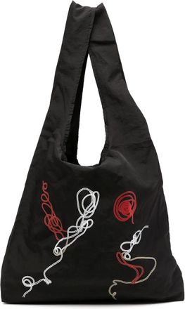 Yohji Yamamoto Borsa tote con stampa - Nero