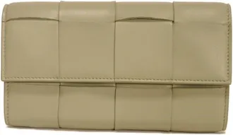 Bottega Veneta Green Intrecciato Long Wallet (Bi-Fold) (Pre-Owned)