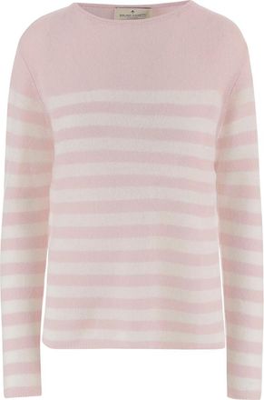 Bruno Manetti Light Pink Stripes Crew Neck Sweater