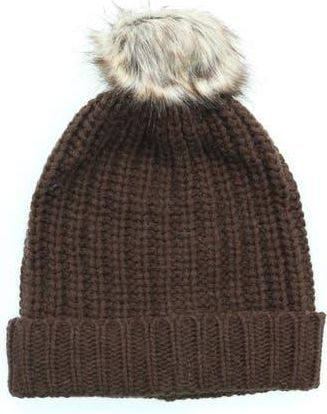 Portolano Chunky Wool Blend Beanie with Faux Fur Pompom in Espresso at Nordstrom Rack