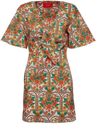 La DoubleJ Peek-A-Boo floral-print short dress - women - Cotton/Elastane - S - Neutrals