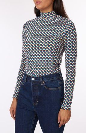 Scotch & Soda Long Sleeve Mock Neck Top in Micro Geo at Nordstrom Rack, Size X-Large