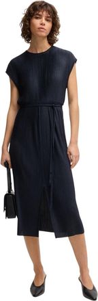 HUGO BOSS Emaura midi-jurk met ronde hals en korte mouwen voor dames (Donkerblauw)