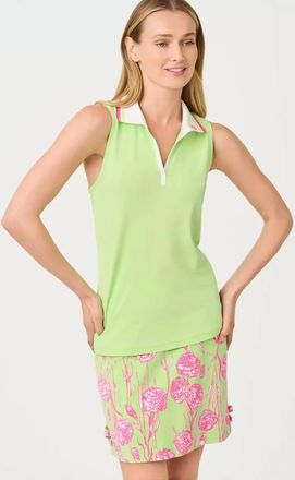 Lilly Pulitzer Luxletic Frida Sleeveless Polo Top In Pistachio Macaron