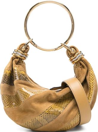 Chlo&eacute; Kleine tas met slangenleer-effect en polsband - Bruin