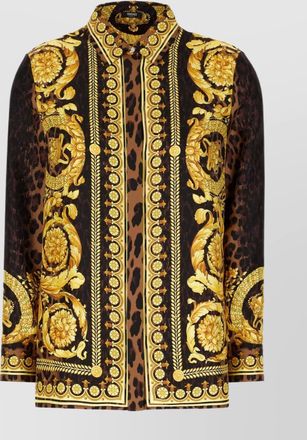 Versace silk shirt with baroque print and gold accents