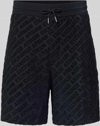 A|X Armani Exchange Shorts mit Logo-Muster und elastischem Bund in Dunkelblau, Gr&ouml;&szlig;e XXL
