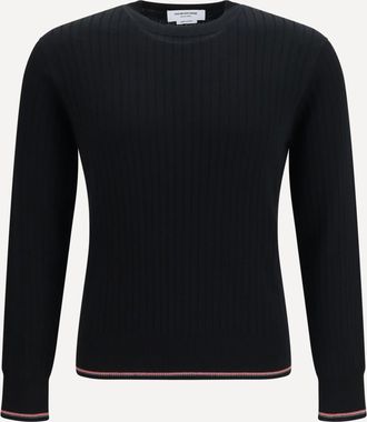 Thom Browne Crewneck cotton knit Sweater with 4-bar detail Male 3