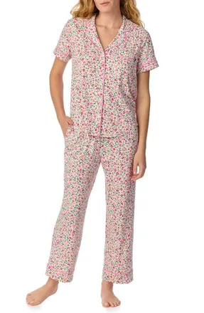 Kate Spade New York Piped Jersey Pajamas in Wht/ditsy at Nordstrom, Size X-Large