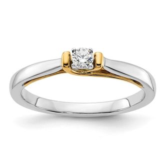Diamond2Deal 14k Two-tone Lab Grown Diamond Engagement Ring 0.12Ct Clarity- VS Color- G-H