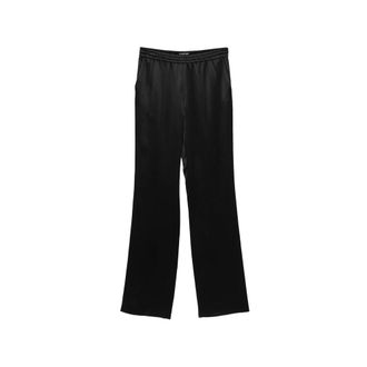 Tom Ford Wide Trousers, female, Black, Size: 2XS Double Silk Satin Joggers