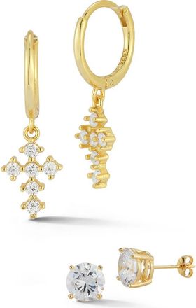 Glaze Jewelry Set Of 2 Cubic Zirconia Earrings in Gold at Nordstrom Rack