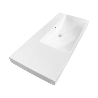 Saniclass Wave Meubelwastafel - 100x46x7.5cm - overloop - 1 wasbak rechts - zonder kraangaten - keramiek - wit