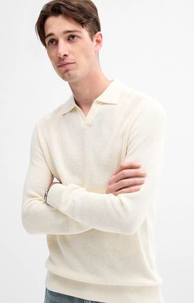Le 31 Mens Rib-knit Johnny-collar sweater